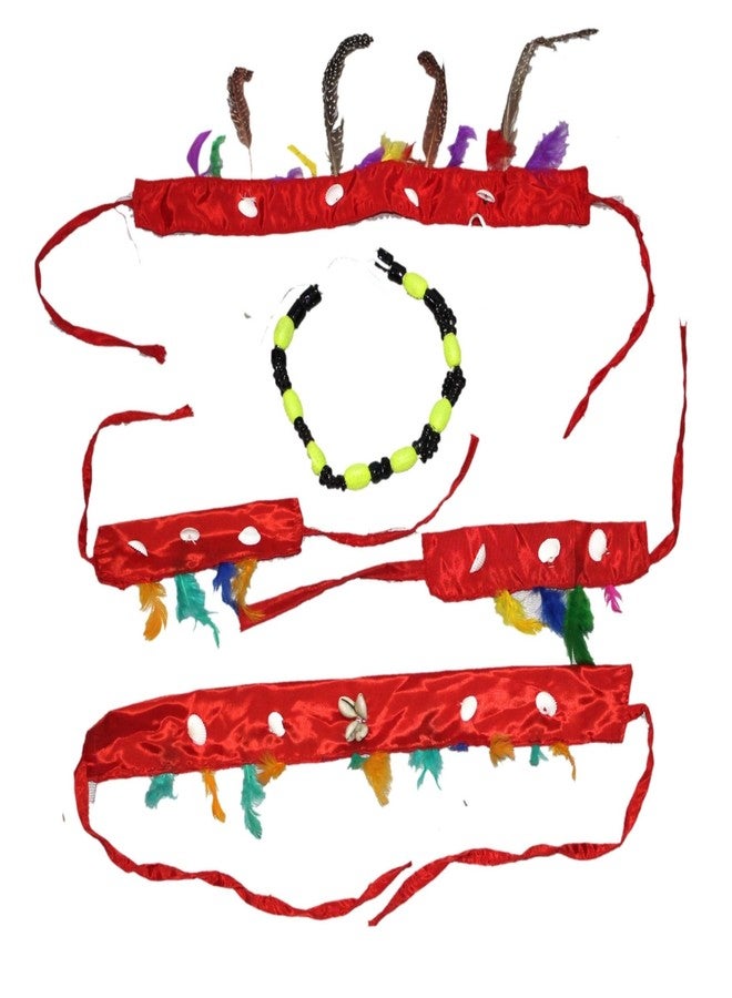 كاكو فانسي دريسيس مجموعة إكسسوارات قبلية للأطفال من كاكو فانسي دريسز - طقم عصابة رأس وقلادة وسوار تقليدي للأزياء التنكرية - Image 1